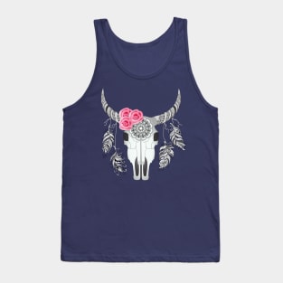 cow skull with roses Tank Top